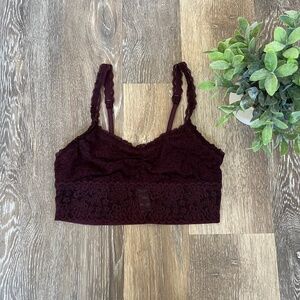 Aerie Lace Bralette Burgundy Plum Size S